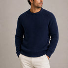 Men's Heavyweight Fisherman Rib Knit Sweater with Round Neckline 1