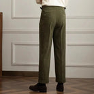 Men's High-Waisted Pleated Cotton Corduroy Trousers 2