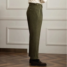 Men's High-Waisted Pleated Cotton Corduroy Trousers 3