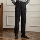 Men's High-Waisted Pleated Cotton Corduroy Trousers 6