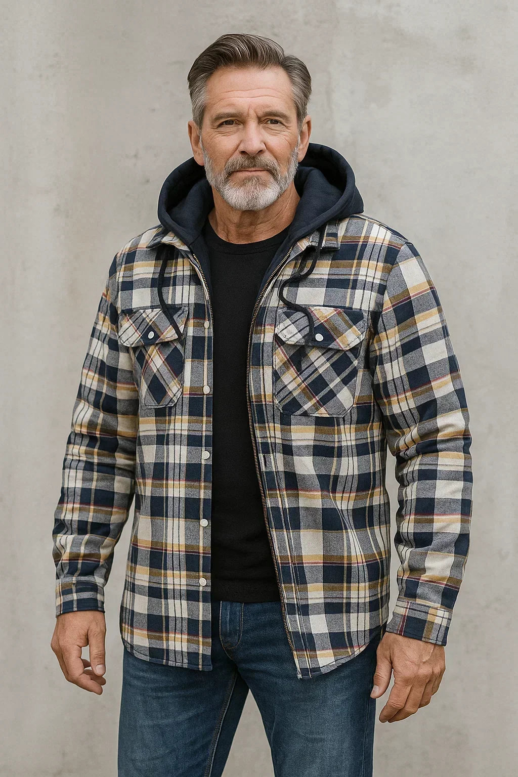 Men's Hooded Flannel Shirt Jacket with Fleece Lining 0