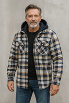 Men's Hooded Flannel Shirt Jacket with Fleece Lining 0