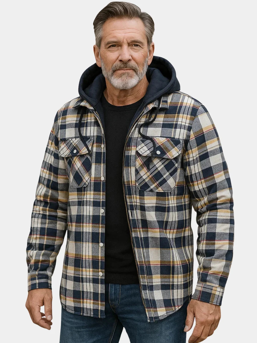 Men's Hooded Flannel Shirt Jacket with Fleece Lining 1