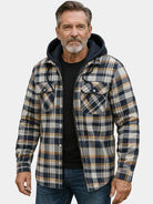 Men's Hooded Flannel Shirt Jacket with Fleece Lining 1