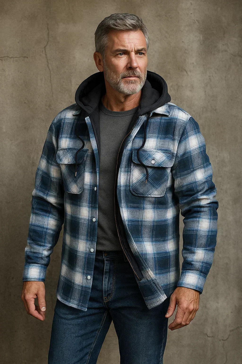 Men's Hooded Flannel Shirt Jacket with Fleece Lining 2