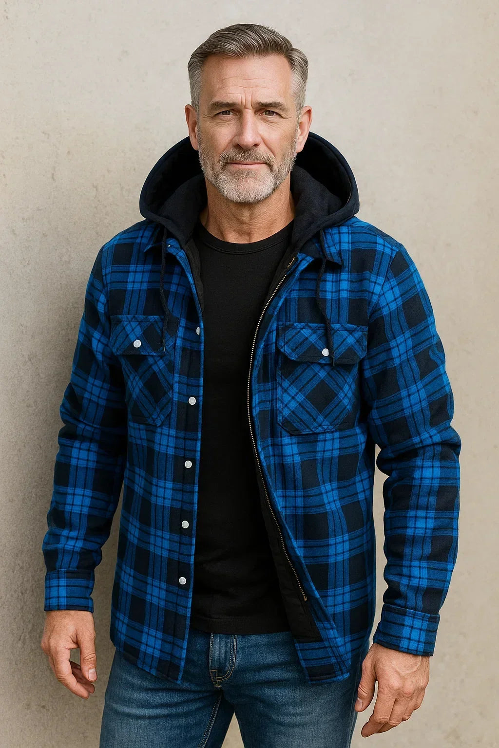 Men's Hooded Flannel Shirt Jacket with Fleece Lining 3