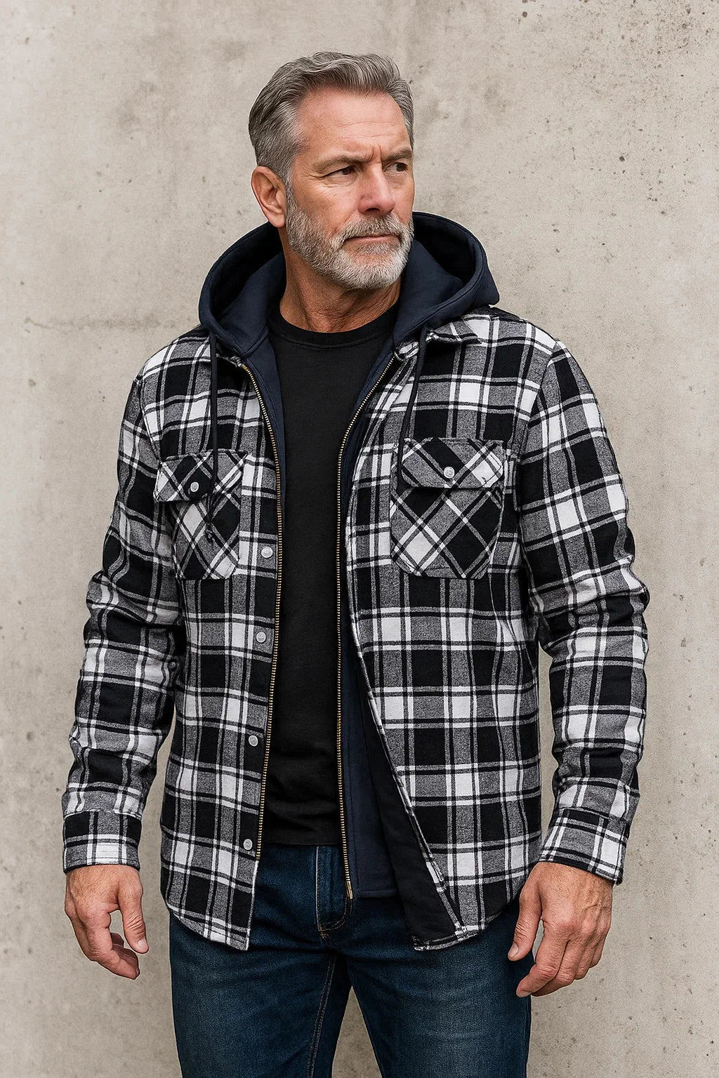 Men's Hooded Flannel Shirt Jacket with Fleece Lining 4