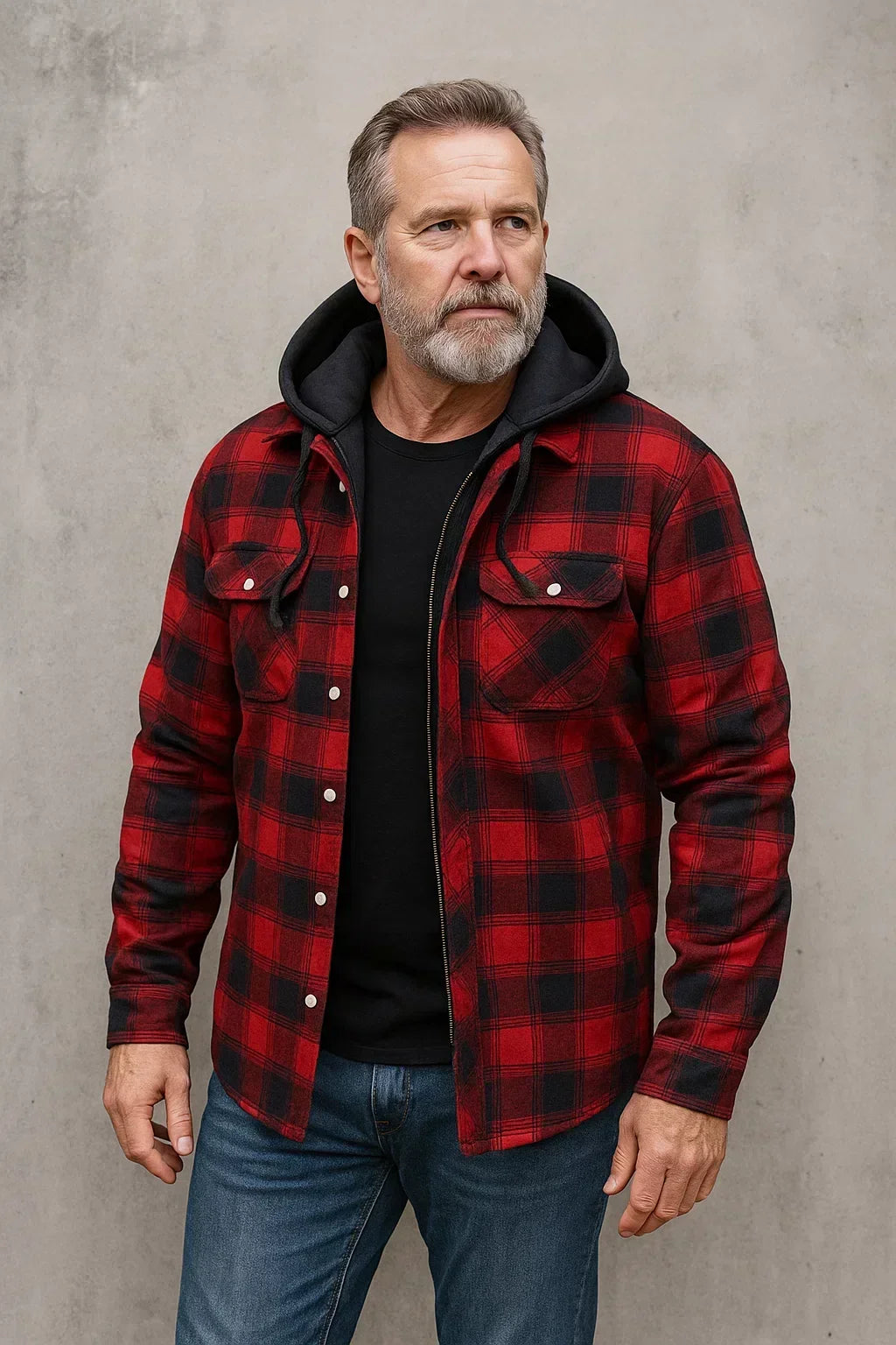 Men's Hooded Flannel Shirt Jacket with Fleece Lining 5