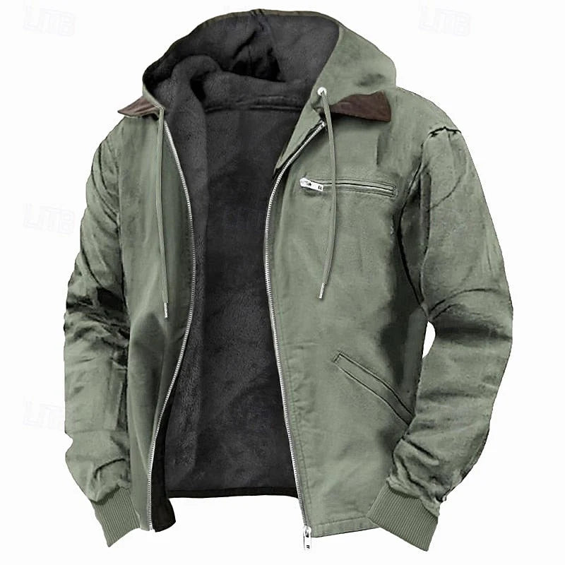 Men's Hooded Fleece-Lined Jacket with Full-Zip Closure 0