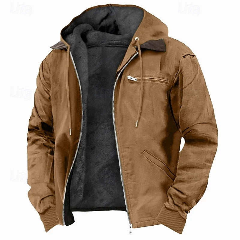 Men's Hooded Fleece-Lined Jacket with Full-Zip Closure 1