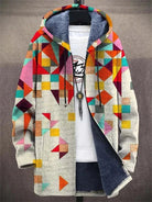 Men's Hooded Jacket with Geometric Pattern and Cozy Lining 2