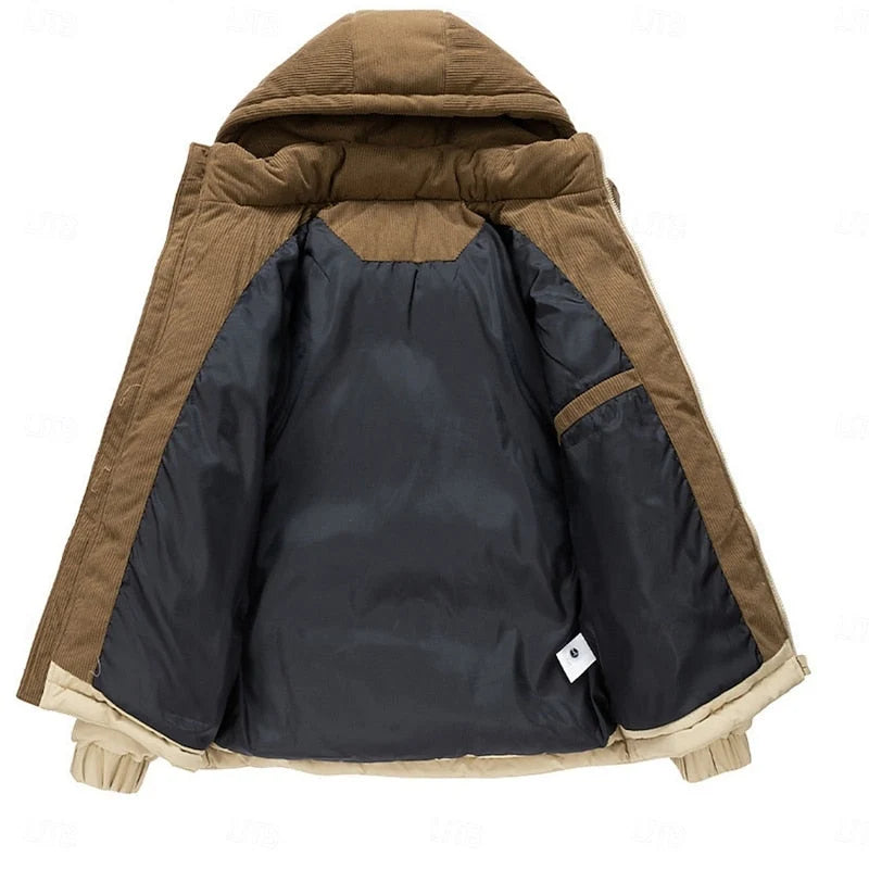 Men's Hooded Puffer Jacket with Two-Tone Design and Insulating Padding 3