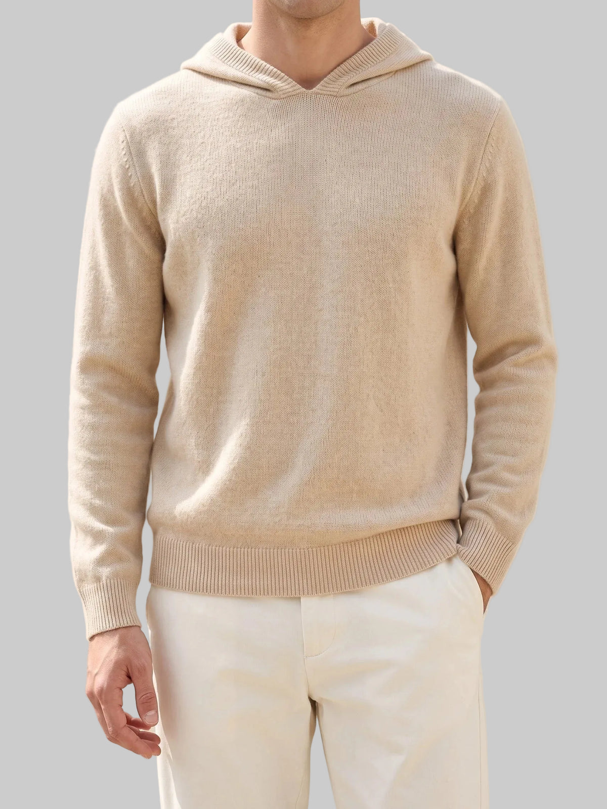 Men's Hooded Pullover Sweater with Ribbed Cuffs and Hem 2