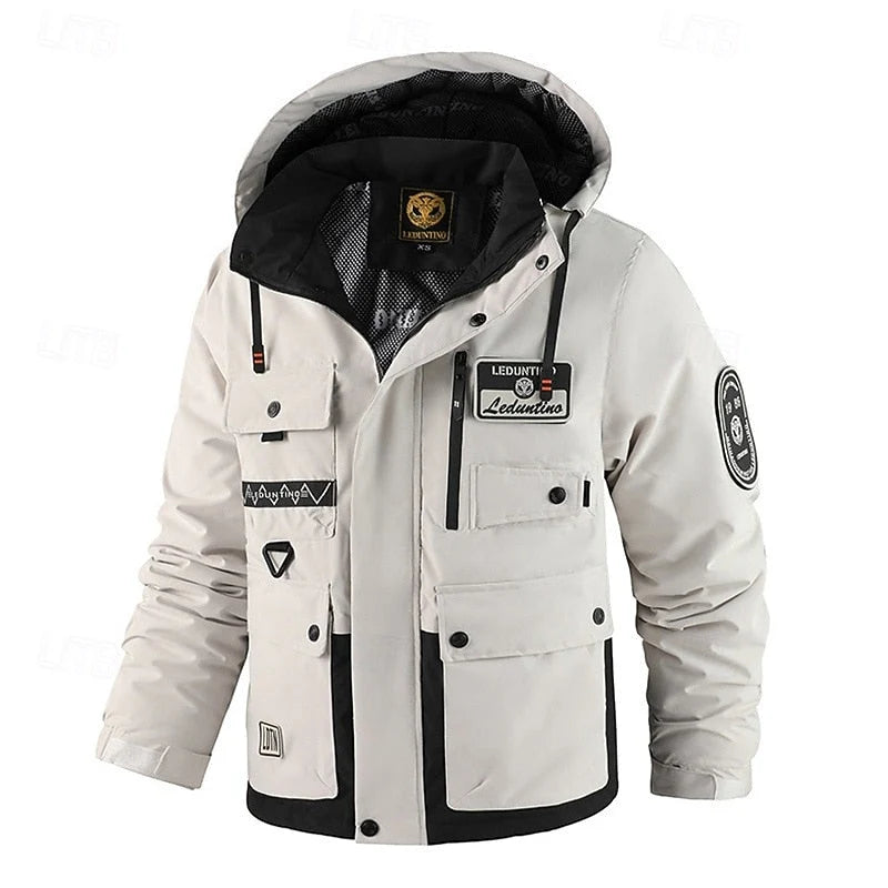 Men's Hooded Utility Jacket with Weather-Resistant Insulation 0
