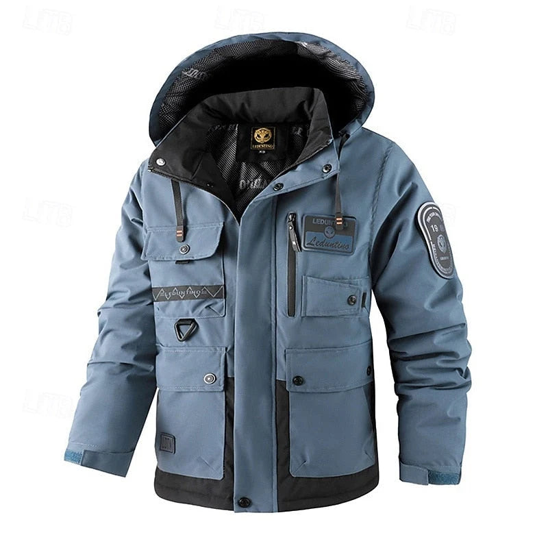 Men's Hooded Utility Jacket with Weather-Resistant Insulation 3