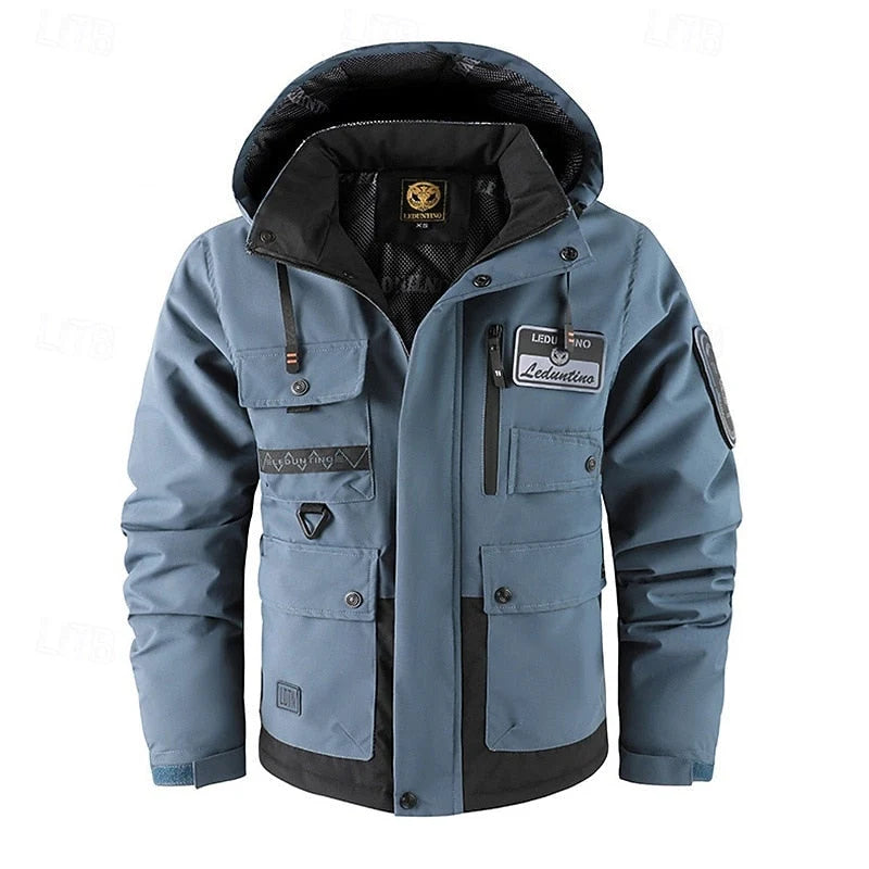 Men's Hooded Utility Jacket with Weather-Resistant Insulation 4