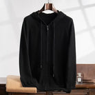 Men's Hooded Zip Cardigan with Ribbed Cuffs and Side Pockets 3