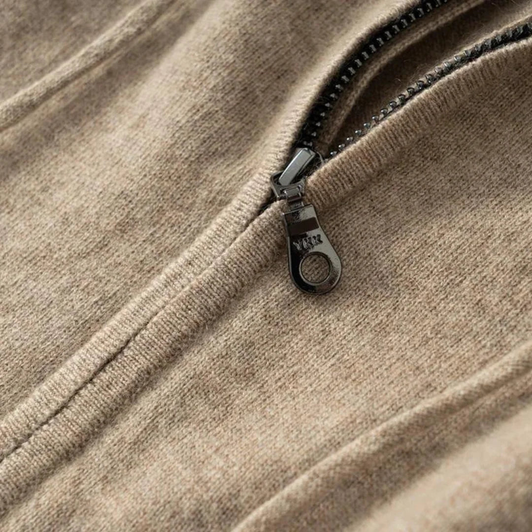 Men's Hooded Zip Cardigan with Ribbed Cuffs and Side Pockets 5