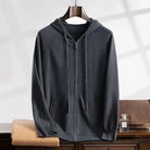 Men's Hooded Zip Cardigan with Ribbed Cuffs and Side Pockets 7