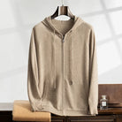 Men's Hooded Zip Cardigan with Ribbed Cuffs and Side Pockets 8