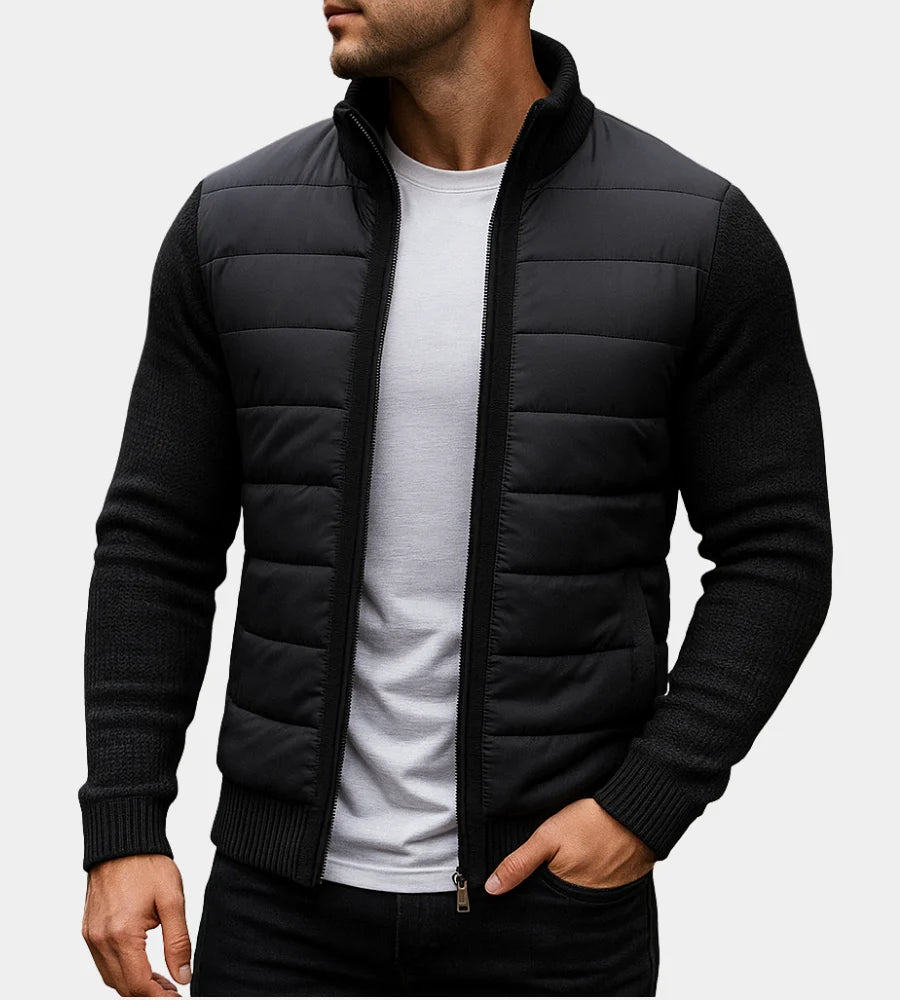 Men's Hybrid Quilted Puffer Jacket with Knit Sleeves 4