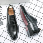 Men's Lace-Up Dress Shoes with Perforated Cap Toe and Contrasting Outsole 1