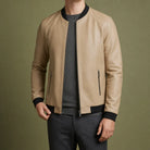 Men's Leather Bomber Jacket with Streamlined Silhouette 2