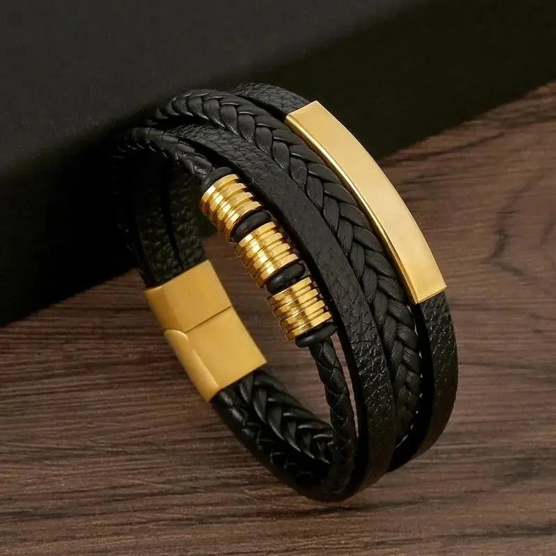 Men's Leather Bracelet - Solid Casual Design for Everyday Wear 0