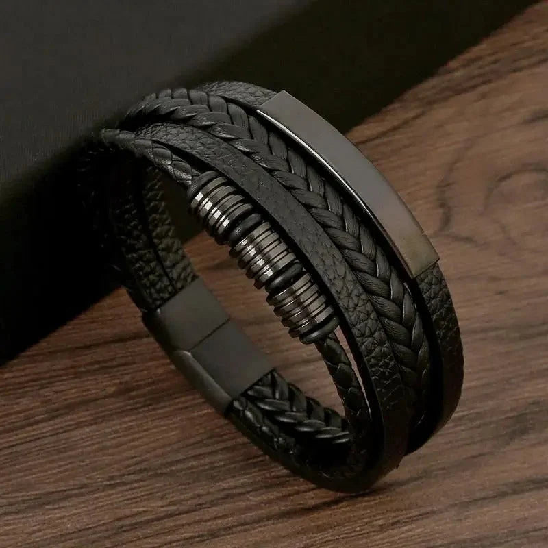 Men's Leather Bracelet - Solid Casual Design for Everyday Wear 2