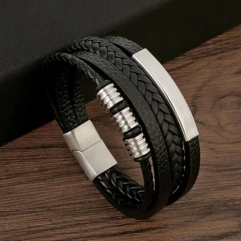 Men's Leather Bracelet - Solid Casual Design for Everyday Wear 3