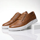 Men's Leather Brogue Lace-Up Sneakers with Cushioned Sole 0
