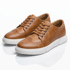 Men's Leather Brogue Lace-Up Sneakers with Cushioned Sole 1