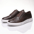 Men's Leather Brogue Lace-Up Sneakers with Cushioned Sole 3