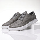 Men's Leather Brogue Lace-Up Sneakers with Cushioned Sole 4