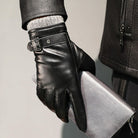Men's Leather Gloves with Brushed Wool Lining and Adjustable Wrist Strap 1