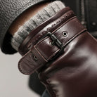 Men's Leather Gloves with Brushed Wool Lining and Adjustable Wrist Strap 3