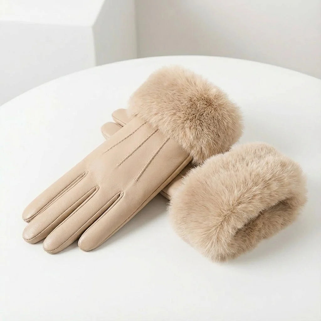 Men's Leather Gloves with Faux Fur Cuff - Classic Winter Style 3