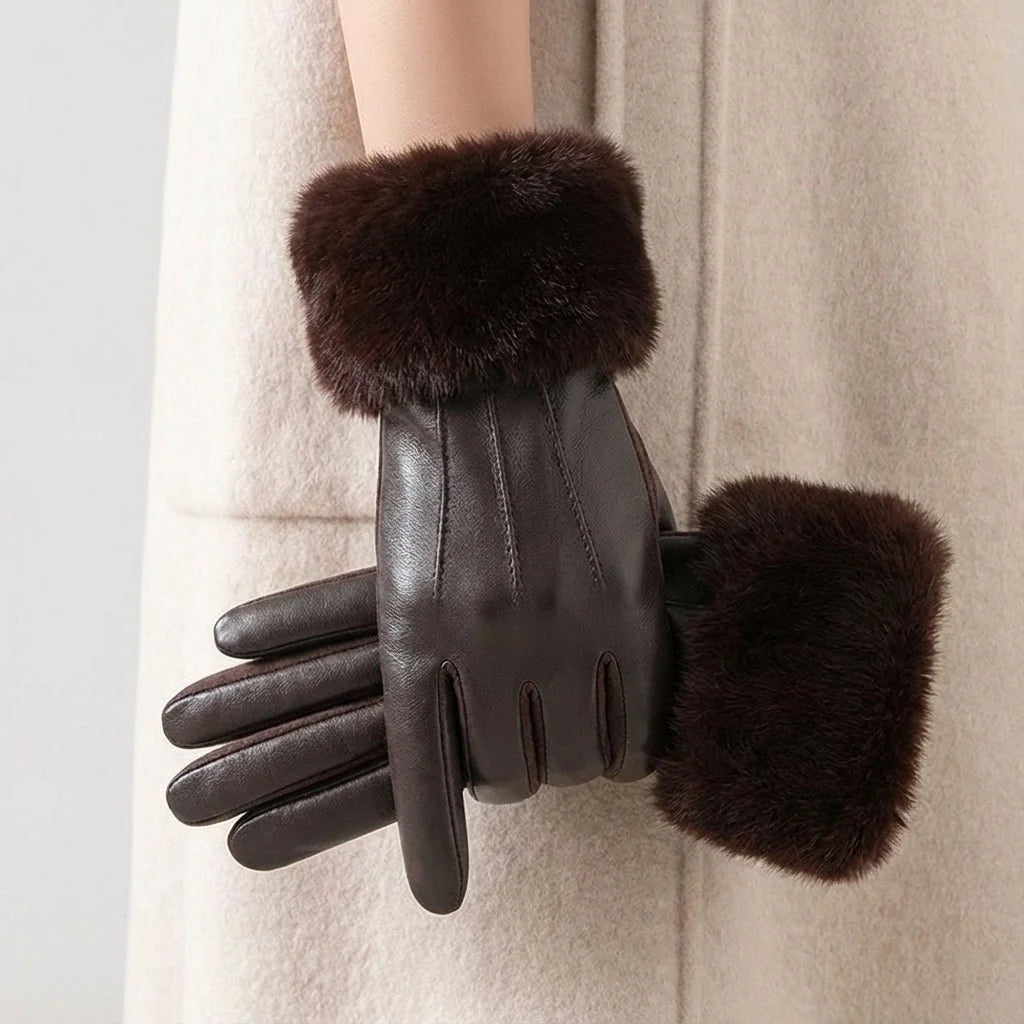 Men's Leather Gloves with Faux Fur Cuff - Classic Winter Style 4