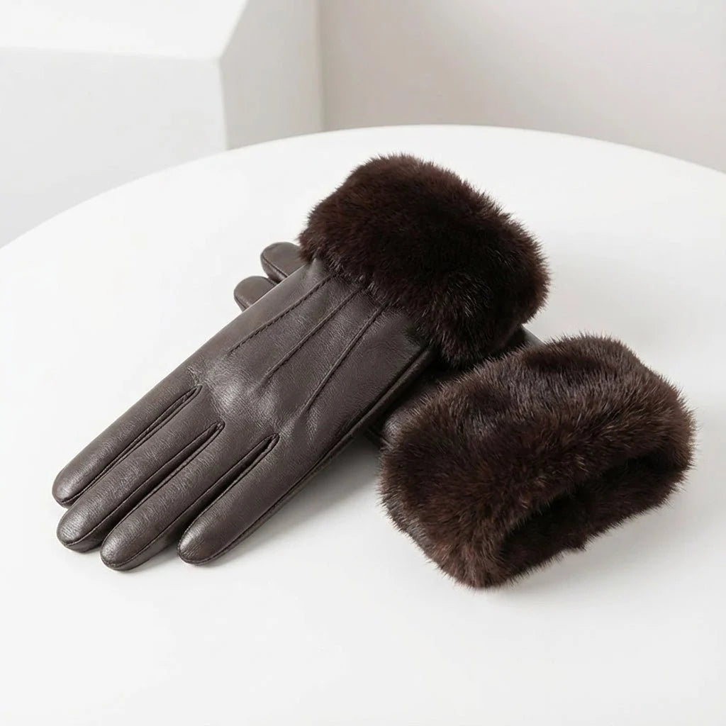 Men's Leather Gloves with Faux Fur Cuff - Classic Winter Style 5