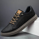 Men's Leather Low-Top Sneakers with Textured Finish and Cushioned Insole 0