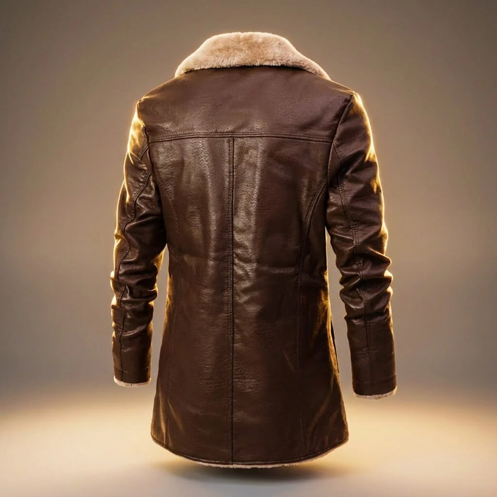 Men's Leather Shearling-Lined Winter Coat 2