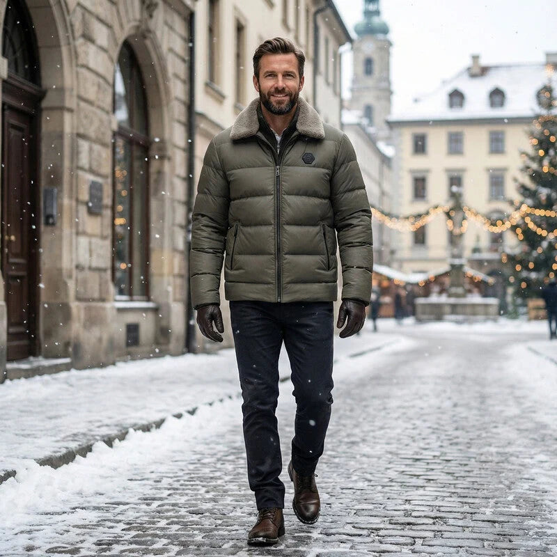 Men's Lightweight Down-Insulated Jacket with Fleece-Lined Collar 2