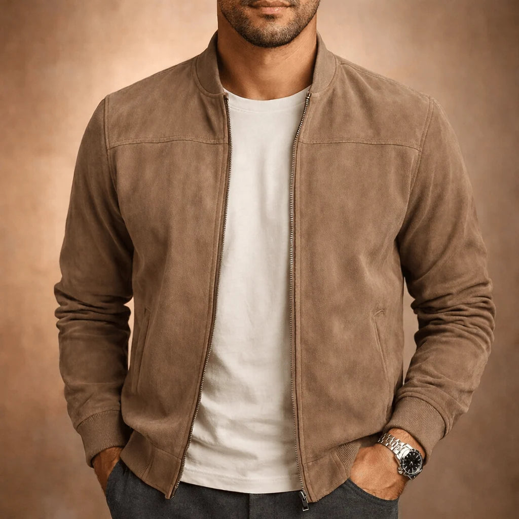 Men's Lightweight Suede-Style Bomber Jacket 0