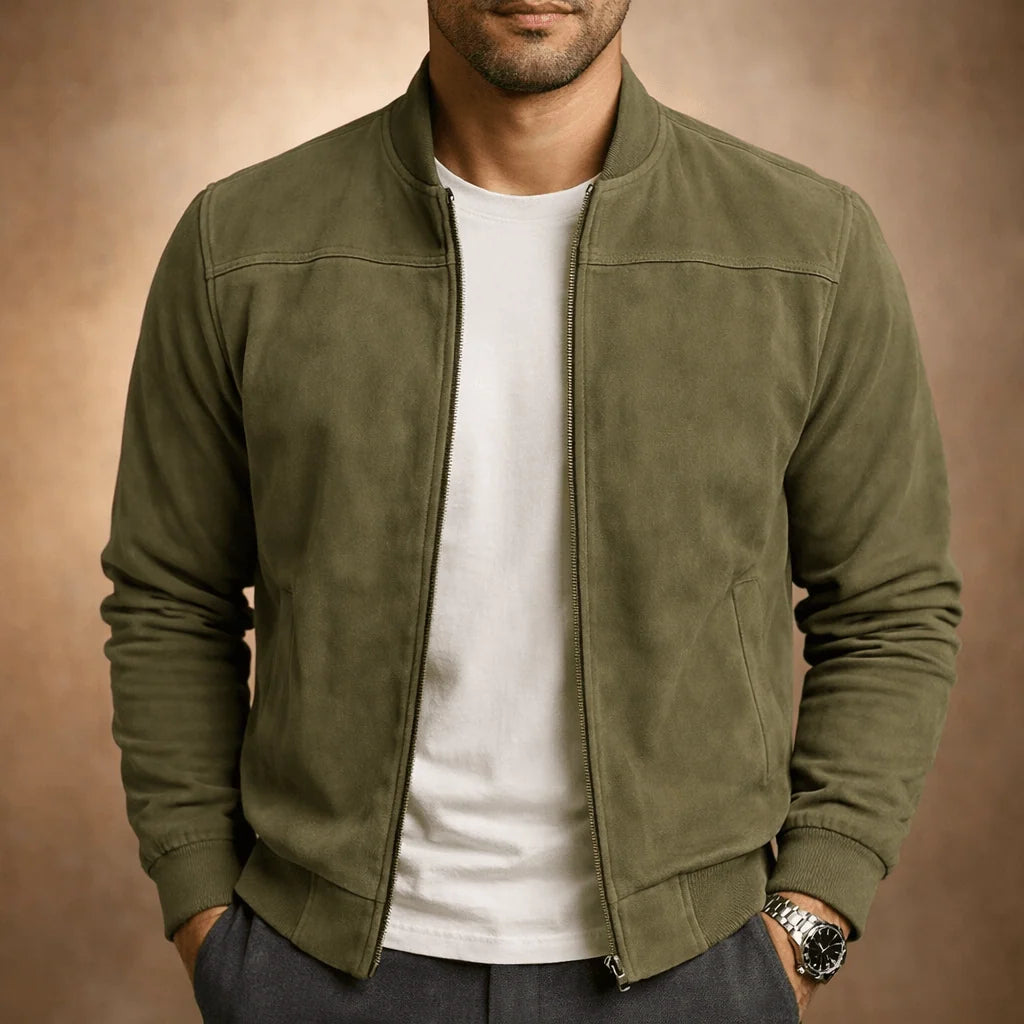 Men's Lightweight Suede-Style Bomber Jacket 1