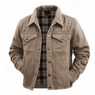 Men's Lined Trucker Jacket with Plaid Interior and Button-Front Closure 0