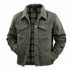 Men's Lined Trucker Jacket with Plaid Interior and Button-Front Closure 2