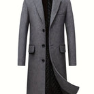 Men's Long Tailored Overcoat with Button Closure 0