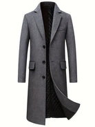 Men's Long Tailored Overcoat with Button Closure 1