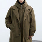 Men's Longline Hooded Overcoat with Button Front and Lapel Collar 5