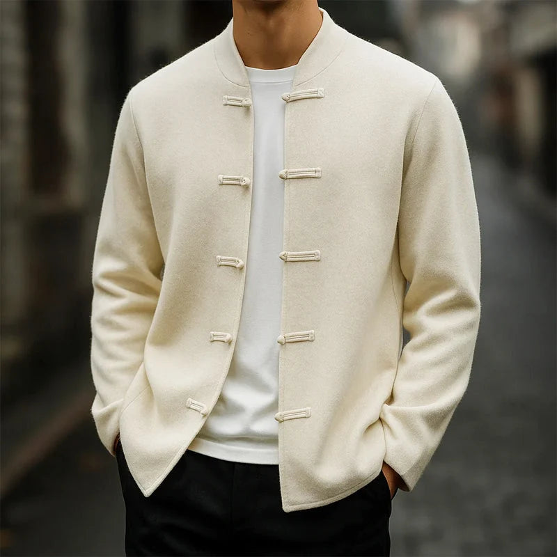 Men's Mandarin Collar Toggle Knit Cardigan 1